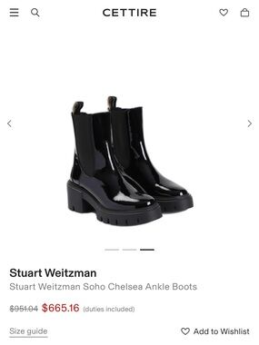 Stuart Weitzman Black Patent Soho Chelsea Ankle Boots